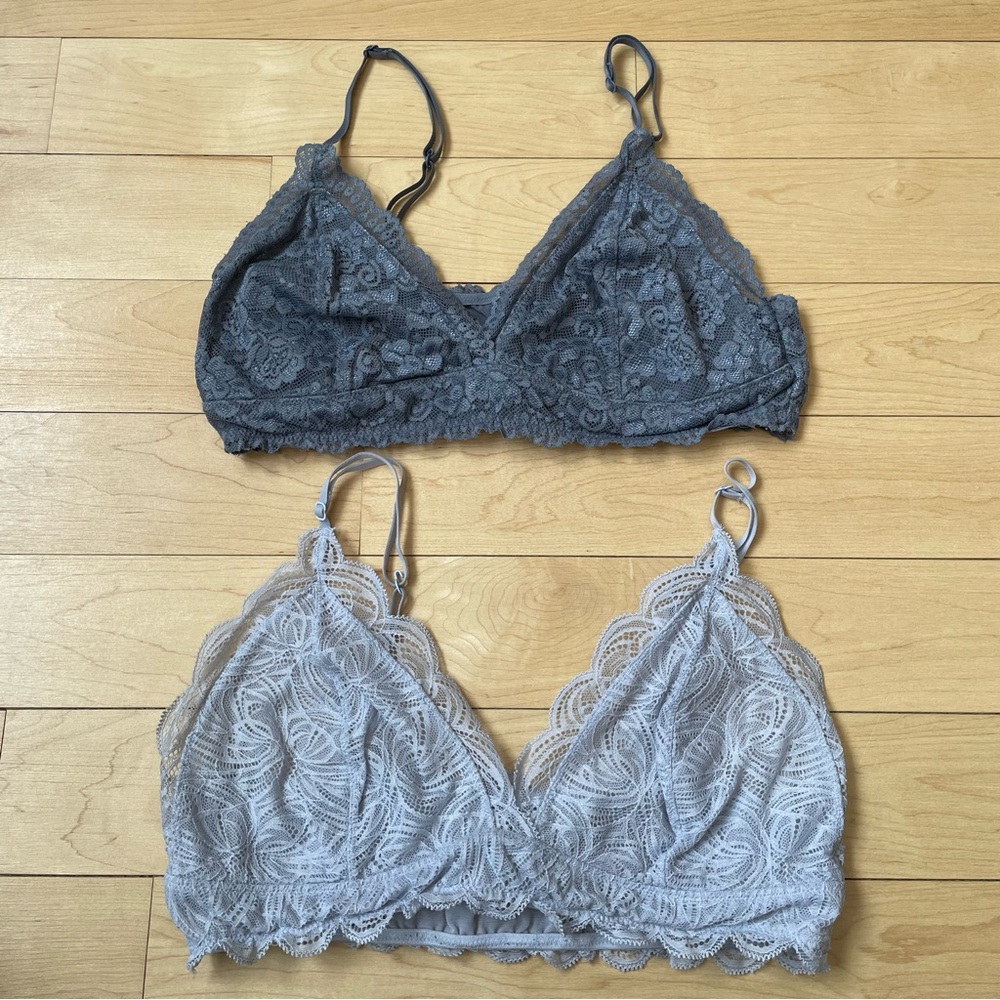 Aritzia Lace Bralette Set - Blue and Light Blue